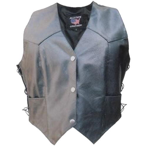 (image for) Ladies basic soft lambskin leather vest with side laces